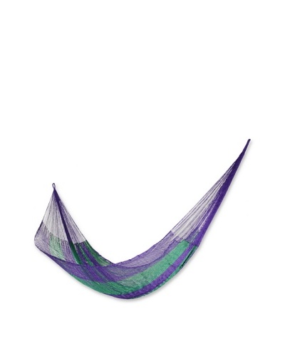 NOVICA Rope Double Hammock, Green Vineyard