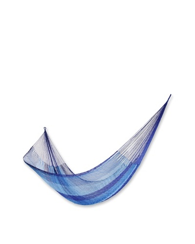 NOVICA Rope Hammock, Blue Caribbean