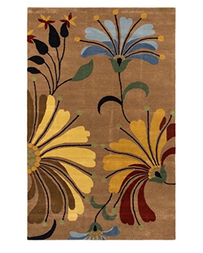 Oak Rugs Hand-Made Harmonia Wool Rug, Light Brown, 5′ x 8′