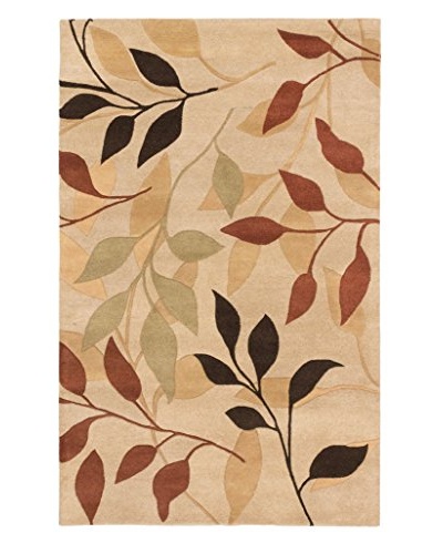 Oak Rugs Hand-Made Flora Wool Rug, Khaki, 5′ x 8′