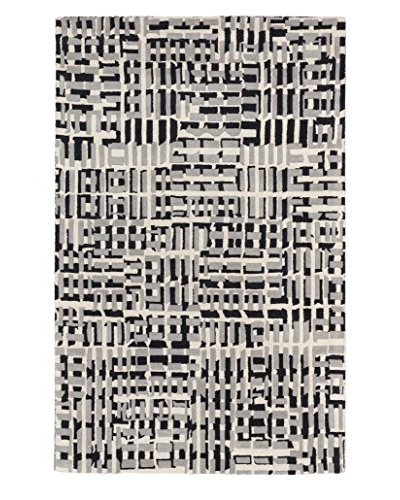 Oak Rugs Handmade Oleander Wool Rug, Black/Light Grey, 5′ x 8′