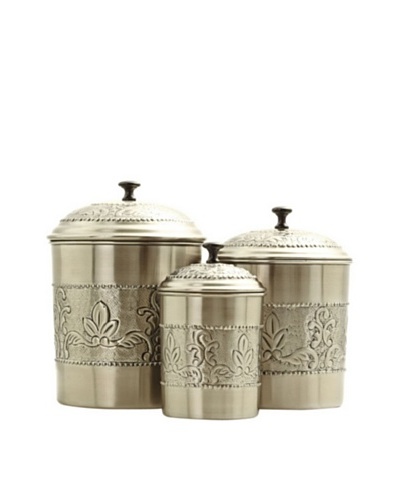 Old Dutch International 3-Piece Antiqued Embossed Victoria Canister Set