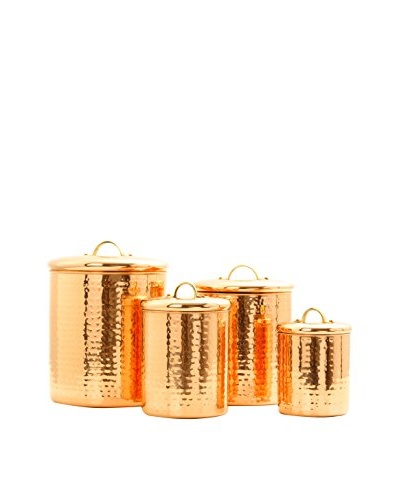 Old Dutch International 4-Piece Copper Hammered Canister Set