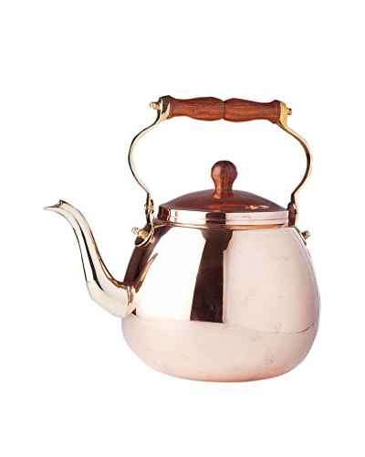 Old Dutch International Solid Copper 4-Qt. Tea Kettle with Wood Handle