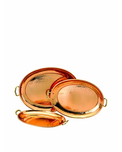 Old Dutch International Set of 3 Antique Copper Oval Trays