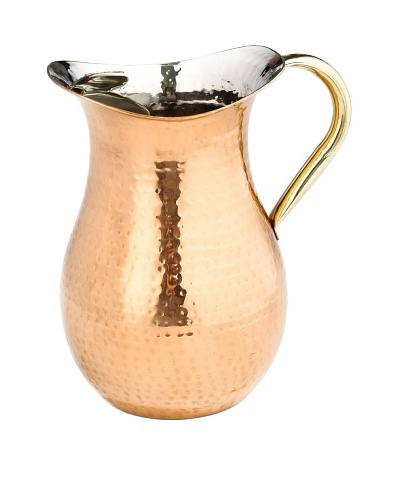 Old Dutch International 2.25-Qt. Décor Copper Hammered Water Pitcher with Brass Ice Guard & Handle