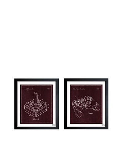 Oliver Gal Set of 2 Video Game Controllers Framed Art Print