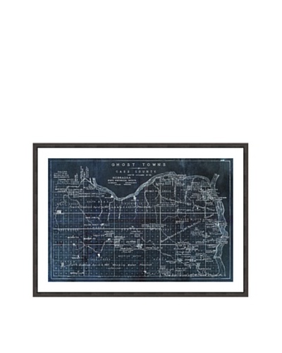 Oliver Gal Ghost Towns Map 1866 Noir Framed Art Print