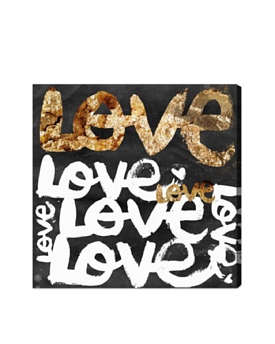 Oliver Gal Four Letter Word Gold Canvas Art