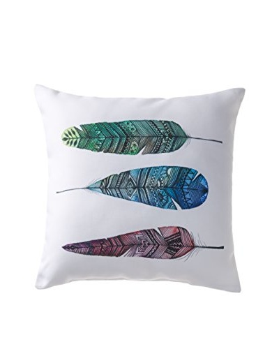 Oliver Gal by One Bella Casa Apache Rainbow Feather Square Pillow, White Multi