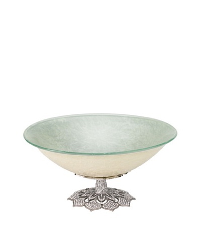 Olivia Riegel Large Windsor Glass Bowl with Swarovski® Crystals and Pearl Enamel, Silver/Pearl