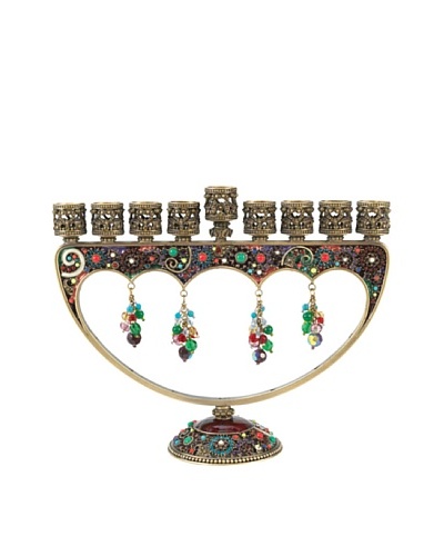 Olivia Riegel Nikki Menorah with Hand-Set Swarovski Crystals, Semi-Precious Stones, and Hand Enameli...