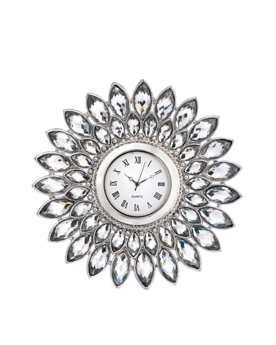 Olivia Riegel Pewter Crystal Dahlia Desk Clock