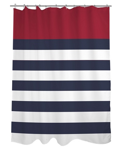 One Bella Casa Nautical Stripes Shower Curtain, Red/Navy/WhiteAs You See