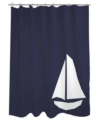 One Bella Casa Vintage Sailboat Shower Curtain