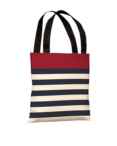 One Bella Casa Nautical Stripes Beach Tote, Red