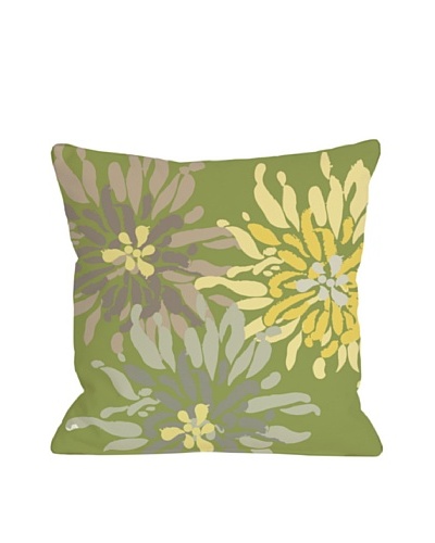 One Bella Casa Lowell Floral 18x18 Outdoor Throw Pillow [Green Naturals]