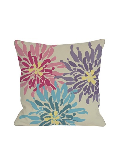 One Bella Casa Lowell Floral 18×18 Outdoor Throw Pillow [Pink/Blue]