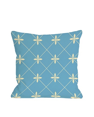 One Bella Casa Crisscross Flowers 18×18 Outdoor Throw Pillow [Light Blue]