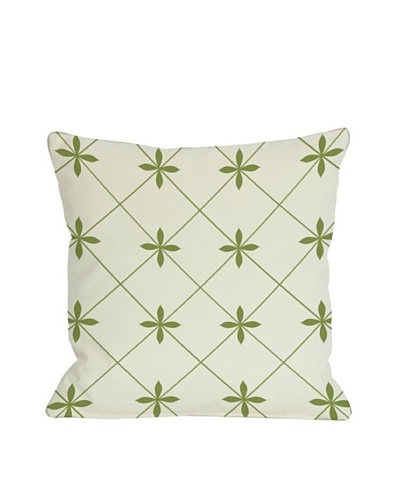 One Bella Casa Crisscross Flowers 18x18 Outdoor Throw Pillow [Green]