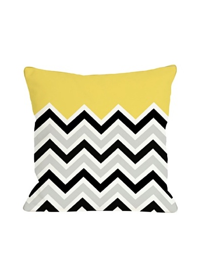 One Bella Casa Chevron/Solid 18×18 Outdoor Throw Pillow [Bright Yellow]