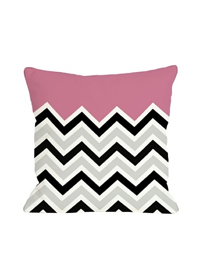 One Bella Casa Chevron/Solid 18x18 Outdoor Throw Pillow [Hot Pink]