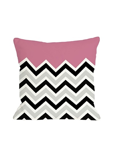 One Bella Casa Chevron/Solid 18×18 Outdoor Throw Pillow [Hot Pink]