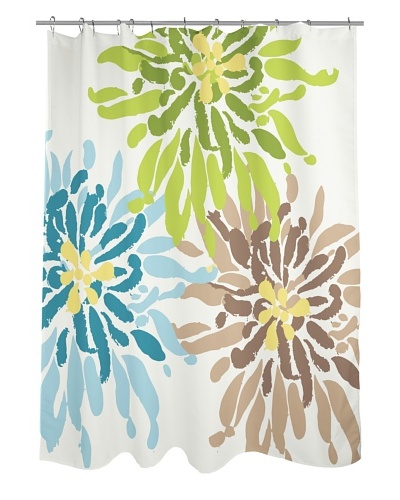 One Bella Casa Lowell Flower Shower Curtain, Blue/Green/Brown