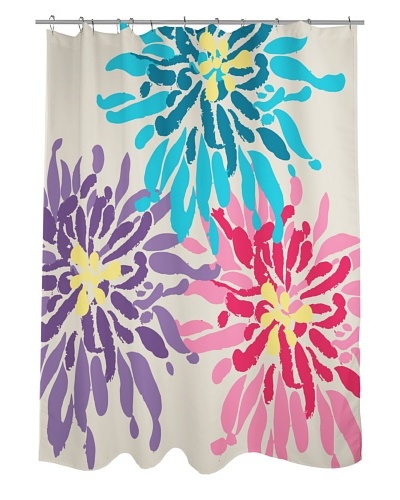 One Bella Casa Lowell Flower Shower Curtain, Purple/Pink/Blue