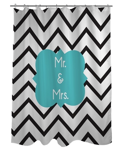 One Bella Casa Mr. & Mrs. Chevron Shower Curtain