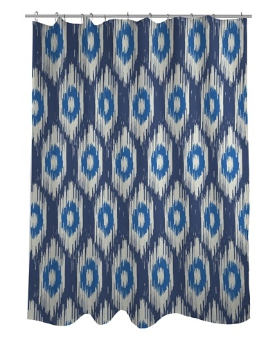 One Bella Casa Kelly Ikat Shower Curtain, Blue Multi