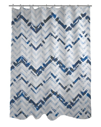 One Bella Casa Reika Zig Zag Shower Curtain, Faded Blue