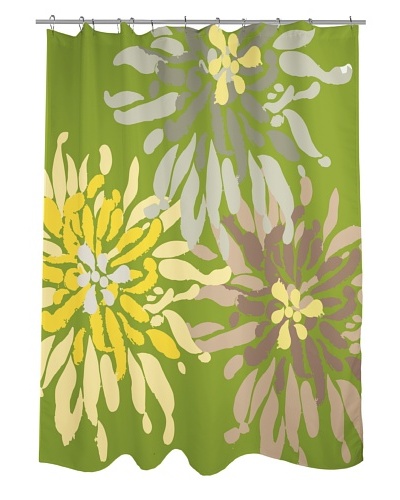 One Bella Casa Lowell Flower Shower Curtain, Green Naturals