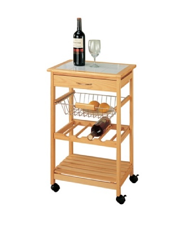 Organize It All Bamboo Kitchen Cart with Basket