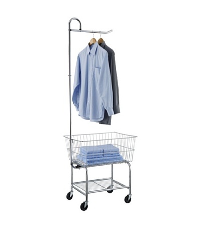 Organize It All Laundry Basket Center With Hanging Bar, Chrome