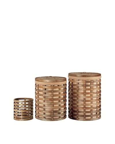 Organize It All Set of 3 Havana Round Hampers with Wastebasket