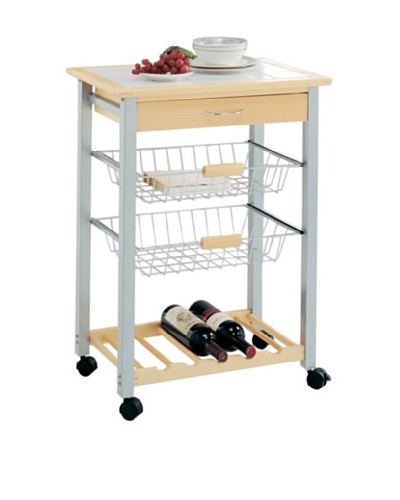 Organize It All Bamboo Kitchen Cart with 2-Baskets