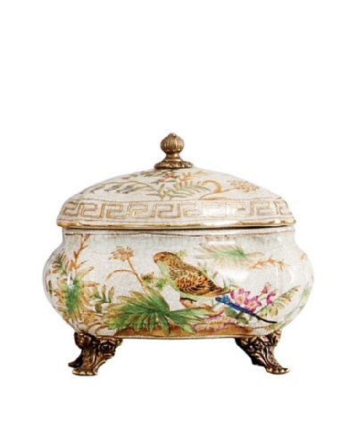 Oriental Danny Bird Paradise Porcelain Round Box, Small