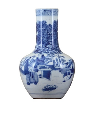 Oriental Danny Small Bulb Vase, Blue/White