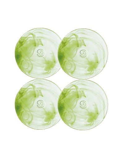 Orrefors Set of 4 Mine Dessert Plates, Lime