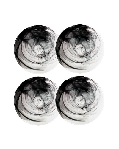 Orrefors Set of 4 Mine Dessert Plates, Black