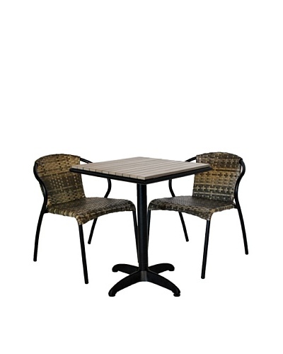 Outdoor Pacific 2-Chair Bistro Set, Dark Coffee