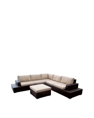 Outdoor Pacific by Kannoa L-Shaped Sectional Set, Dark Coffee