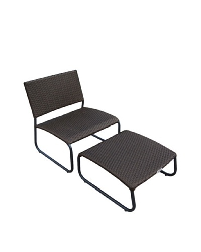 Outdoor Pacific by Kannoa Armless Club Chair with Ottoman, Dark Coffee