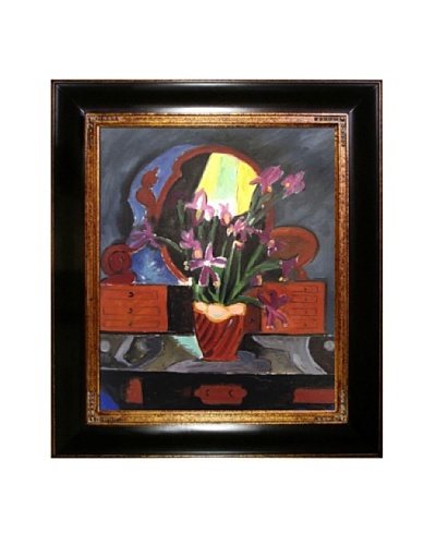 Vase with Iris Framed Reproduction Oil Painting by Henri Matisse