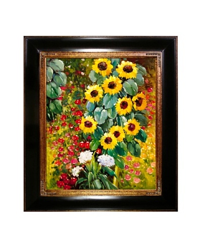 Gustav Klimt Farm Garden with Sunflowers Framed Oil Painting