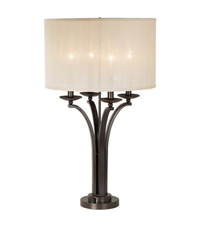 Pacific Coast Lighting 87-6517-20 Pennsylvania Country 4-Light Table Lamp, Bronze Florida Finish with Beige Fabric Shade