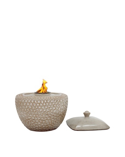 Pacific Décor Rounded Square Flame Pot, Sand, 9″