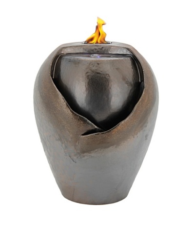 Pacific Décor Raku LED Flame Fountain, Brown, 16