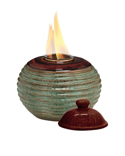 Pacific Décor Rings Porcelain Flame Pot, Green/Brown, 9